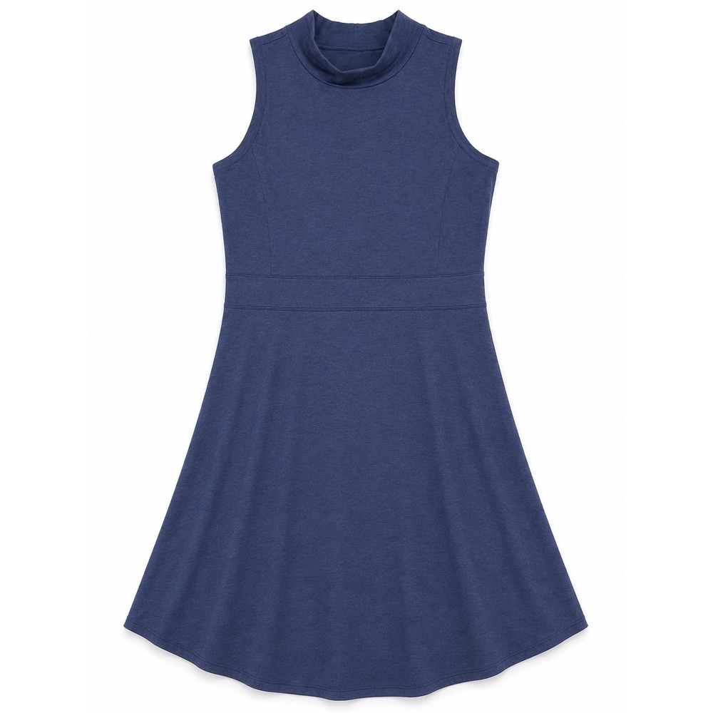 Toad&Co Blue Organic Cotton Modal Sleeveless Mock Neck Pocket Dress Medium